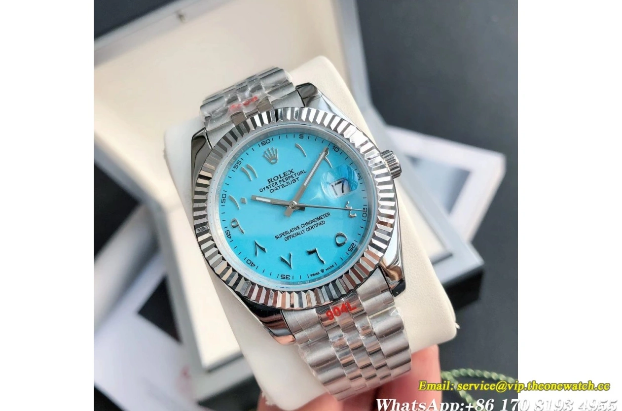 Tiffany 41mm Blue 126334 SS GDF Datejust Flt Jub MY8215 SS Arab 0122